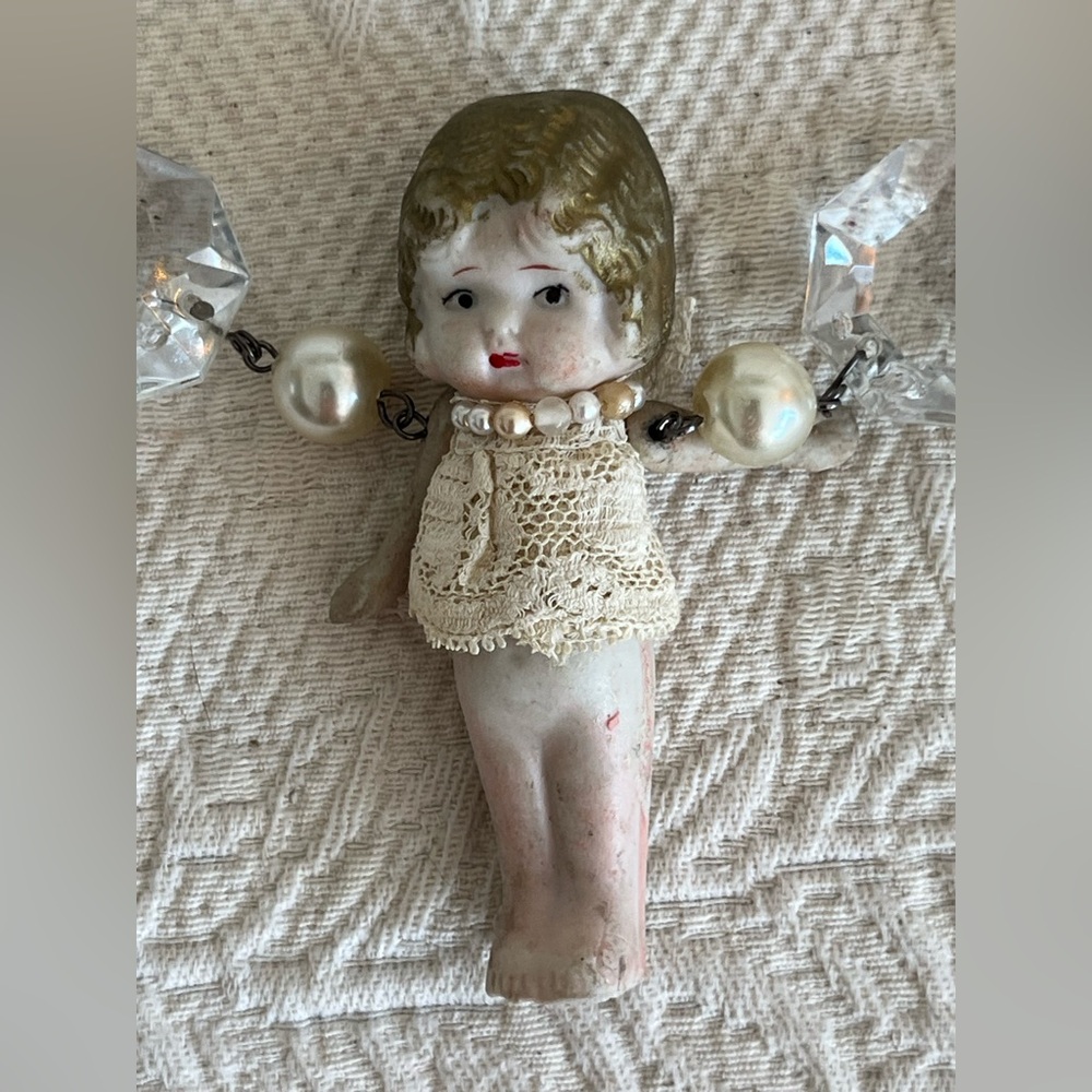 NECKLACE VINTAGE DOLL chandelier crystals Handcrafted wear or use as decor - Picture 3 of 16